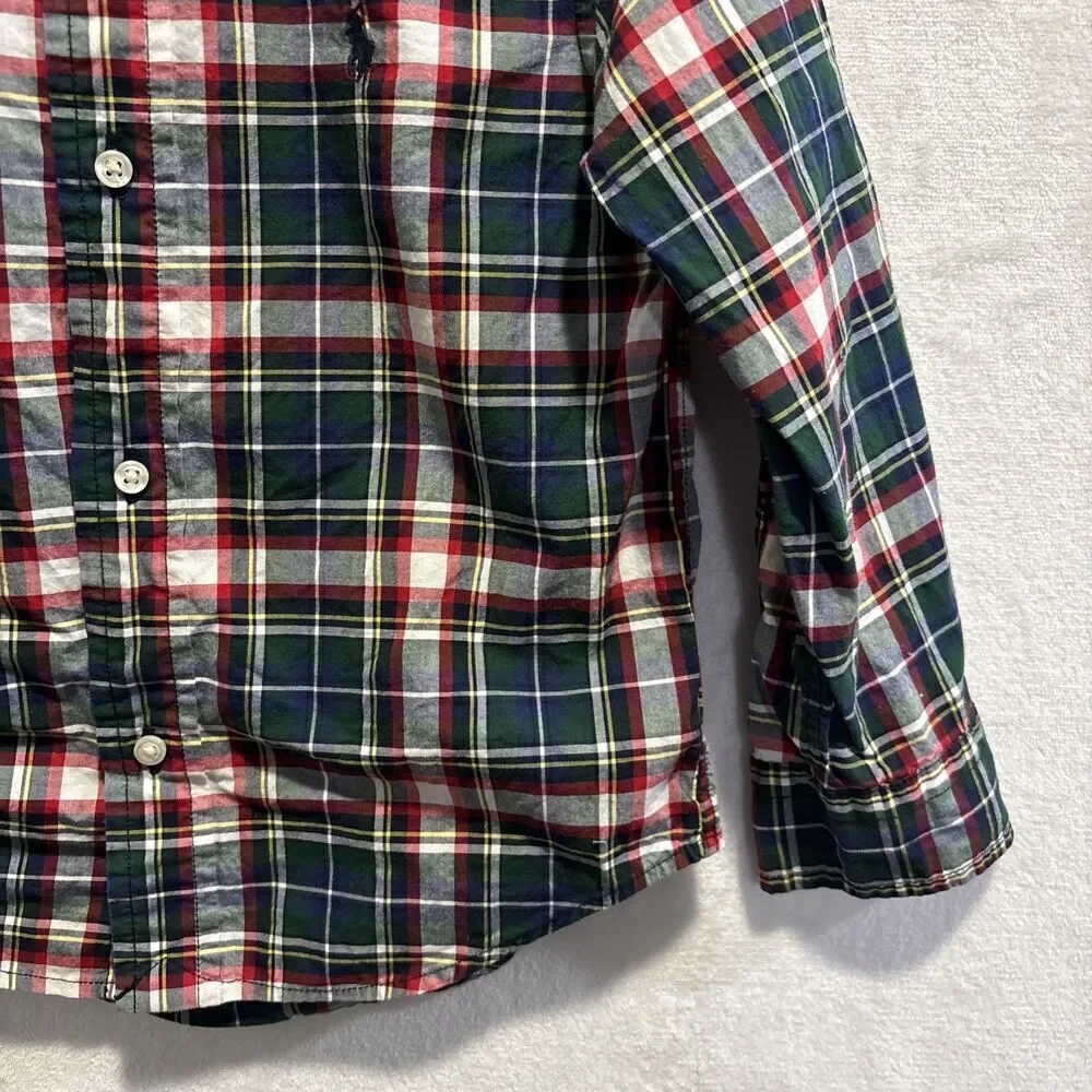 Polo Ralph Lauren Toddler Boy Plaid Button Down Natural Stretch Shirt 3/3T